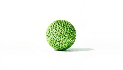 Detailed view of a green woven rattan ball with natural texture, suitable for eco-friendly decor accents, Earth Day