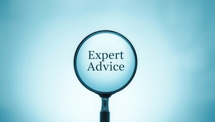 Business analysis scene with a magnifying glass inspecting documents against a vibrant blue backdrop, highlighting focus and scrutiny