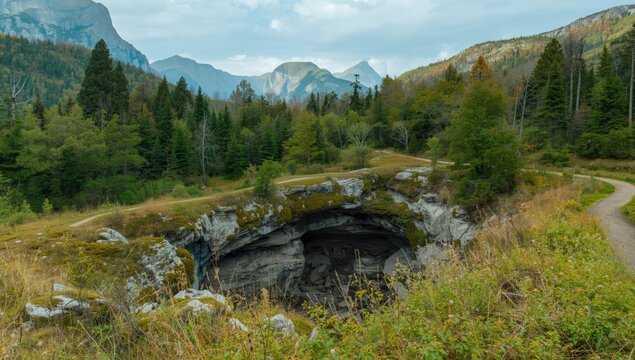 Underground cavern featuring textured limestone walls on Bruce Peninsula, highlighting geological preservation, Earth Day