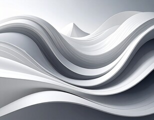 Graceful abstract waves in a minimalist grey and white composition, creating a dynamic and sophisticated modern design backdrop