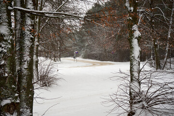 droga asfaltowa,zima 