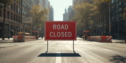 City street blocked off for maintenance work in warm weather, focusing on traffic management