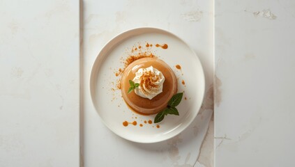 Classic Spanish caramel pudding with cream and milk, emphasizing dessert preparation and presentation