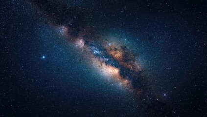 Obraz premium Night sky filled with stars and cosmic elements, suitable for space-themed layout, World Space Week