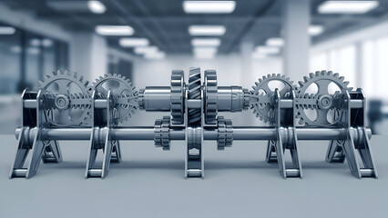 Fototapeta premium Industrial Gears and Machinery in Factory Setting