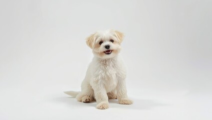 Obraz premium White-background dog, suitable for pet care branding or advertising materials