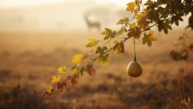 A gourd vine with leaves nearing decay, focusing on plant lifecycle stages
