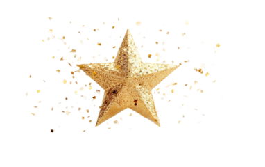 Expressive star emoji illustration with miniature sparkles representing charm, joy, and whimsical fun isolated on transparent background PNG
