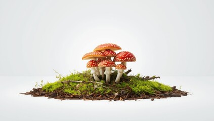 Fly agaric mushrooms with vibrant red caps and white spots, illustrating toxic plant identification for safety awareness