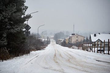 droga asfaltowa,zima  © Marcin Łazarczyk