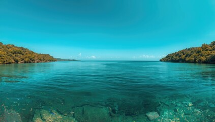 Fototapeta premium Scenic Lagun with dual view, designed for UI background or informational display