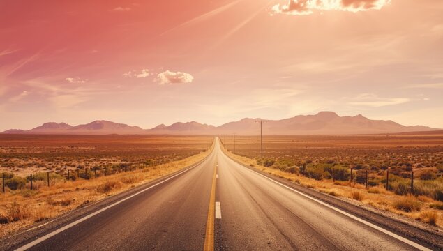 Scenic rural highway in the South African Karoo, highlighting regional transportation infrastructure