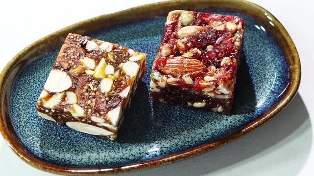 Indian sweet called Dryfruit and Anjeer Chikki 