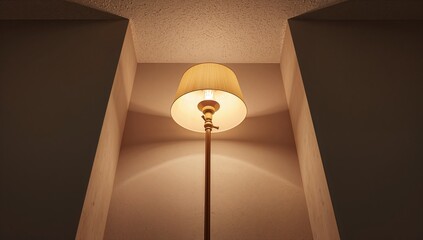 Close-up of a decorative room lamp from below, highlighting material details for interior decor backdrop