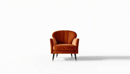 Single armchair on plain white backdrop, interior furniture, 3D rendered graphic for catalog display