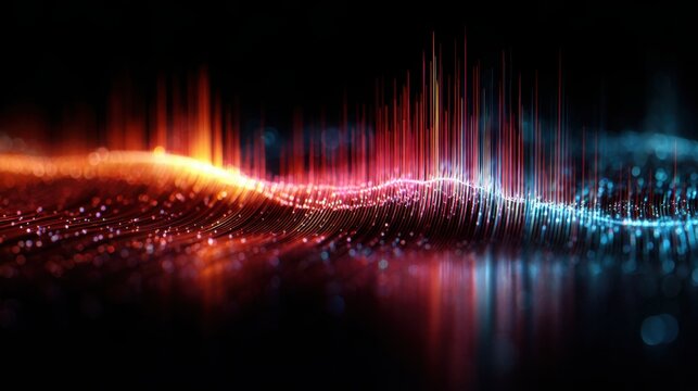 Abstract digital wave visualization glowing data flow - Powered by Adobe