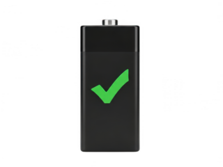 Modern black device with green checkmark symbol isolated on transparent background