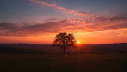 Sunset with intense orange and red hues, suitable for editorial header backgrounds