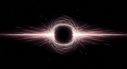 Flowing light trails disappear into the dark void, representing endless potential and boundless mathematical concepts in deep space, graphic, digital, vast