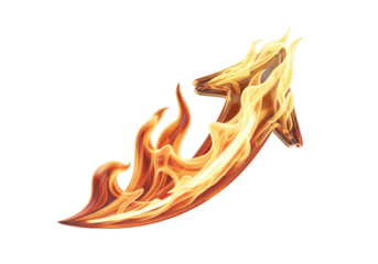 Vibrant flame arrow pointing upwards with dynamic movement and energy