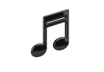 Shiny eighth note symbol on black background for music concepts