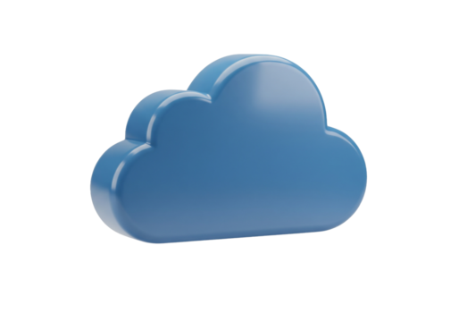 Modern cloud computing symbol in blue on black background - Powered by Adobe