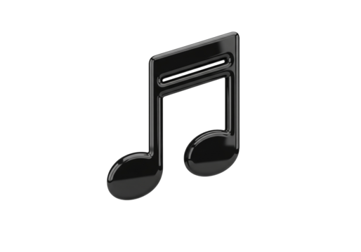 Shiny eighth note symbol on black background for music concepts - Powered by Adobe