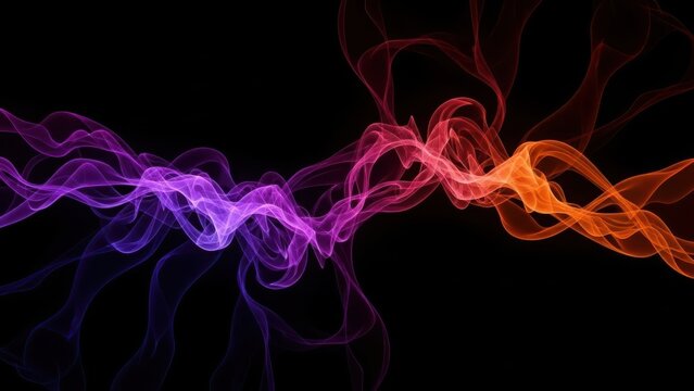 Vibrant multicolored smoke waves flow across dark background in abstract motion with colorful and dynamic - Powered by Adobe