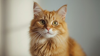 Obraz premium Animal portrait of a white and orange cat focusing on facial features, emphasizing nature photography, World Animal Day