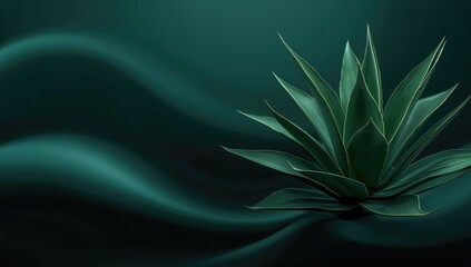 Agave attenuata cactus with delicate surface details and flowing lines, highlighting leaf edges against a dark, moody backdrop, ideal for nature-themed layouts