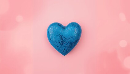 Fototapeta premium Pink background featuring a blue heart icon serving as a UI backdrop for digital interfaces or graphic design