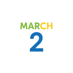 A vivid digital representation of the second day in March, highlighting a crucial calendar date with bright, clean typography ideal for planning and