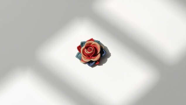 Elegant rose motif brooch displayed against a white backdrop, intended for fashion embellishment and accessory enhancement