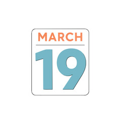 Obraz premium A clean and modern digital calendar icon prominently featuring the date March 19, ideal for scheduling, reminders, event planning, and various