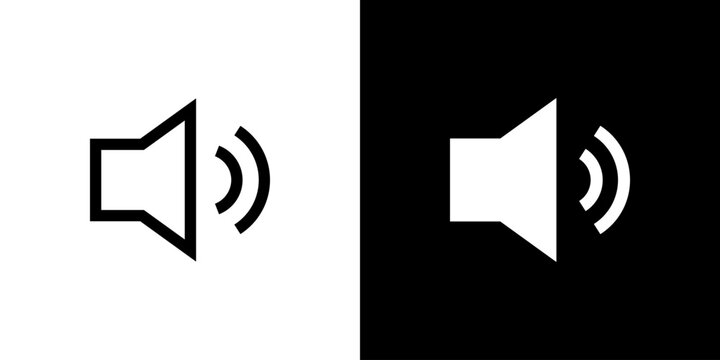 Sound icon concept with flat Black White Background. Vector illustration.