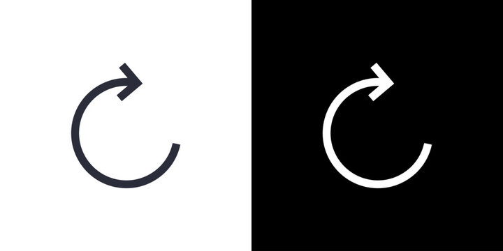 Refresh icon concept with flat Black White Background. Vector illustration.