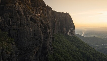 Fototapeta premium Buri Ram basalt columns showcasing natural lava solidification patterns, highlighting geological formation processes