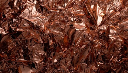Detailed view of dark copper crepe paper with metallic wrinkling, used as a textured backdrop in layout design, World Environment Day