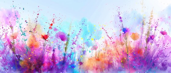 water color paint flower nature abstract on white paper.