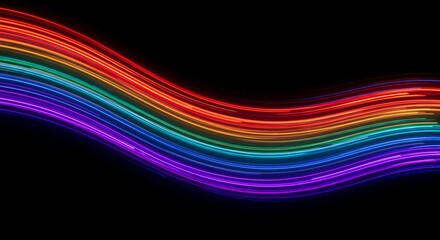Intense colorful light trails flowing in rhythmic, energetic waves, representing continuous motion and powerful vital energy flow, futuristic, fluid, intensity