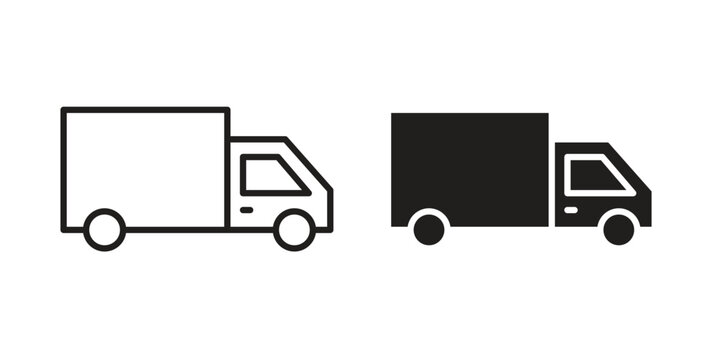 Truck icon flat and stroke collection for ui ux work.