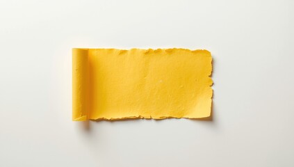 Worn yellow paper with ragged edges serving as a background for message placement, highlighting surface damage and aging