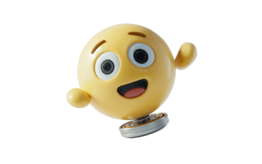 Zany face emoji spinning a tiny fidget spinner showing playful fun and energetic silliness isolated on transparent background PNG