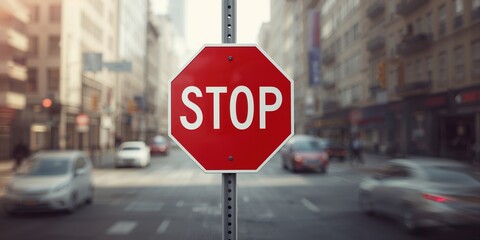 Traffic intersection with a prominent red stop sign, highlighting roadway regulation and driver awareness