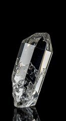 Unfinished crystal prism blank, used in manufacturing high-quality optical devices, showing the rough surface and geometric potential, crystal, future, material