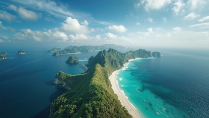 Summertime panorama of Nang Yuan Island from elevated vantage point, suitable for travel and nature imagery