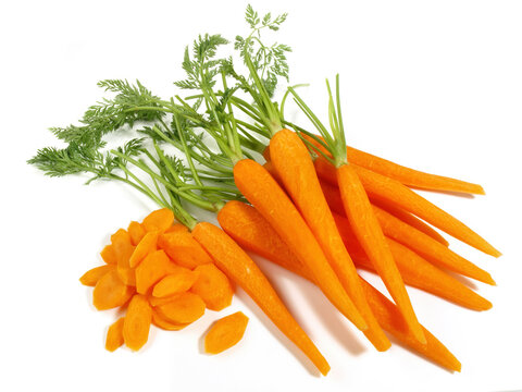 Vegetables - Peeled Fresh Carrots on white Background