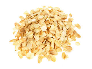 Roasted Almond Chips on white Background