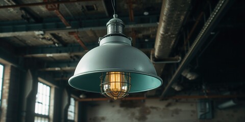 Industrial mine lamp featuring metal cage and glass dome, used for safety and durability in harsh environments, International Workers' Day