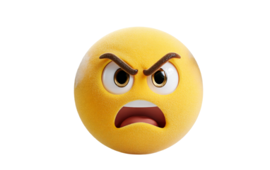 Angry face emoji with steam coming out of ears showing intense emotion frustration and extreme reaction isolated on transparent background PNG